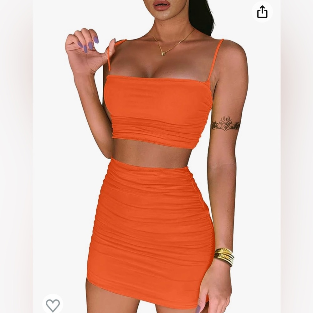 Orange shirt and cropped tank set